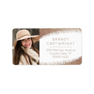 Copper Blush Gold Photo Large Return Address Label