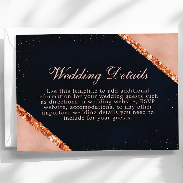 Copper Blush Pink Navy Geometric Details Card (Creator Uploaded)