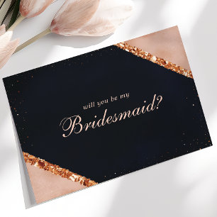 Copper Blush Pink Navy Will You Be My Bridesmaid Invitation