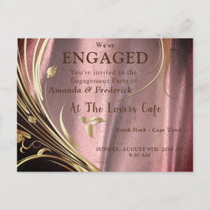 Copper/Brass Satin & Graphic Flower Splendour Invitation Postcard