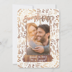 Copper Bronze Gold Foil Modern Save the Date Photo Invitation