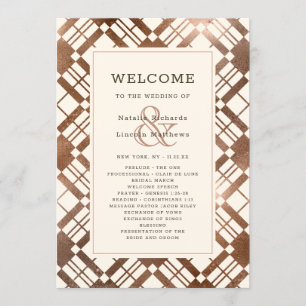 Copper Bronze Rustic Fall Plaid Wedding Ceremony Programme