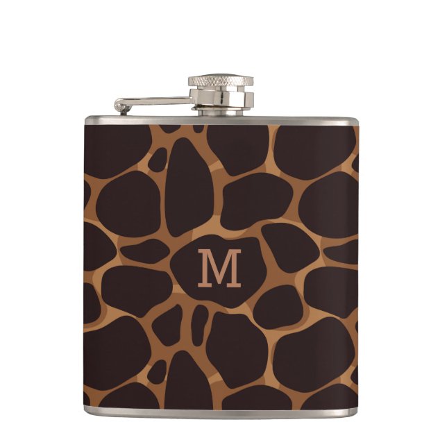 Copper Brown Abstract Leopard Pattern Hip Flask (Front)
