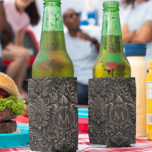 Copper brown and black floral seamless pattern can cooler