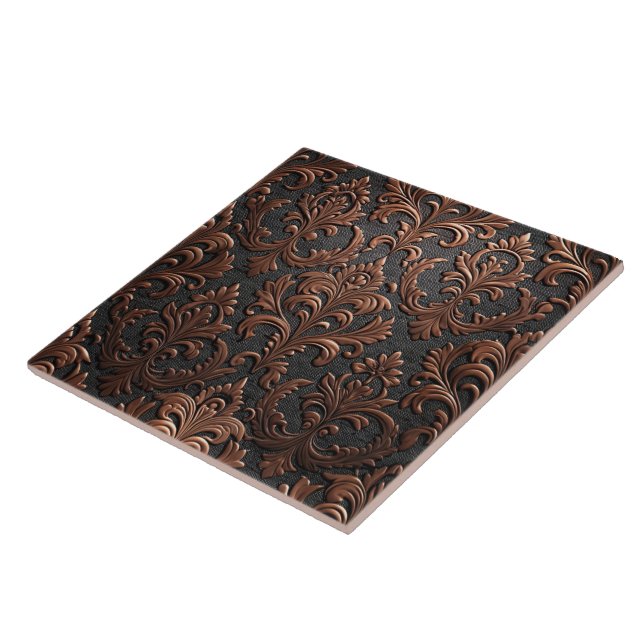 Copper brown and black floral seamless pattern tile (Side)