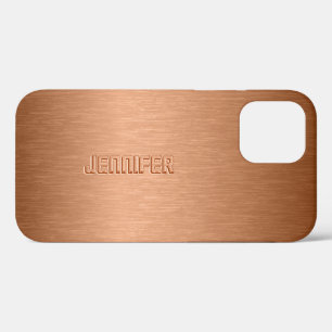 Copper Brown Metallic Brushed Aluminium Look Case- iPhone 12 Case