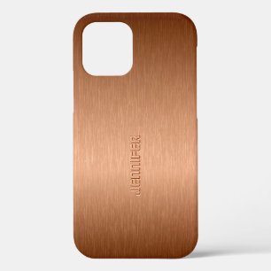 Copper Brown Metallic Brushed Aluminium Look Case- iPhone 12 Case