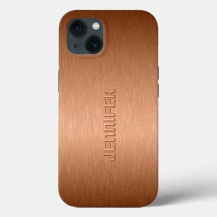 Copper Brown Metallic Brushed Aluminium Look iPhone 13 Case