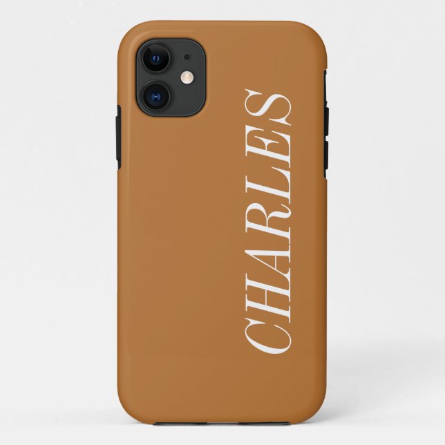 Copper Brown Solid Colour | Minimalist Name Case-Mate iPhone Case (Back)