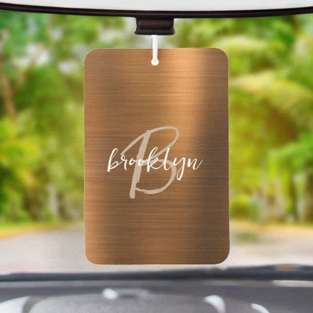 Copper Brushed Metal Script Monogram  Car Air Freshener (Creator Uploaded)