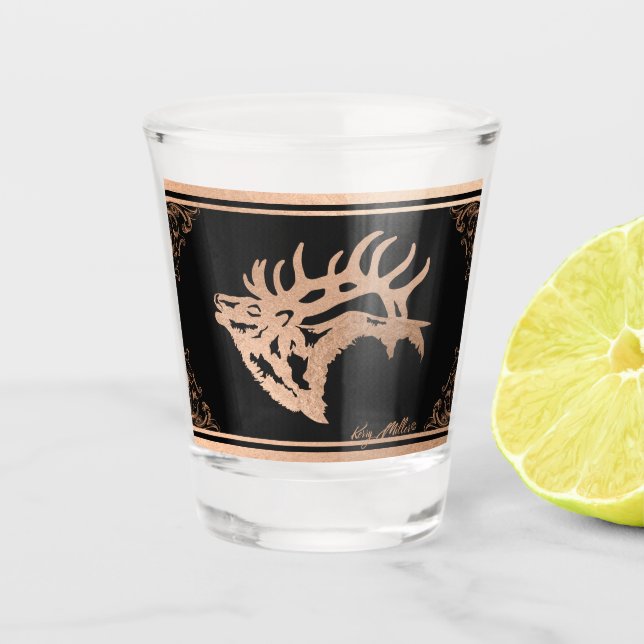Copper Bull Elk Shot Glass (Front)