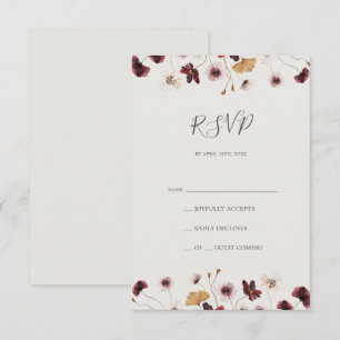 Copper Burgundy Wildflower   Beige RSVP Card