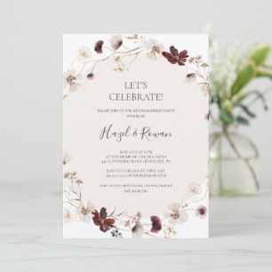 Copper Burgundy Wildflower Let's Celebrate Invitation