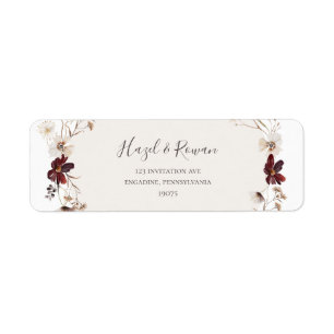Copper Burgundy Wildflower   Return Address Label
