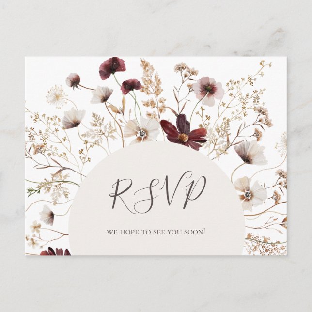 Copper Burgundy Wildflower Song Request RSVP Postcard (Front)