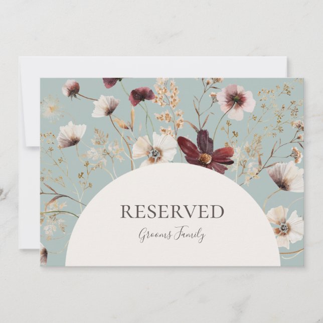 Copper Burgundy Wildflower | Teal Reserved Sign (Front)