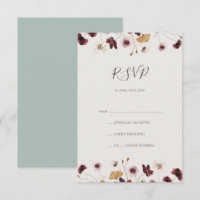 Copper Burgundy Wildflower | Teal RSVP Card
