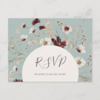Copper Burgundy Wildflower | Teal Wedding RSVP