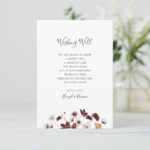 Copper Burgundy Wildflower Wedding Wishing Well Enclosure Card