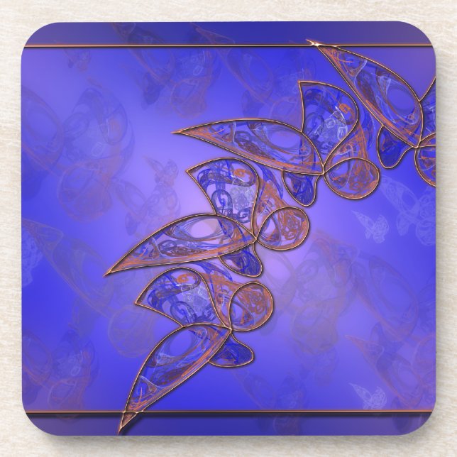 Copper Butterflies Cork Coaster (Front)