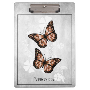 Copper Butterfly Floral Clipboard