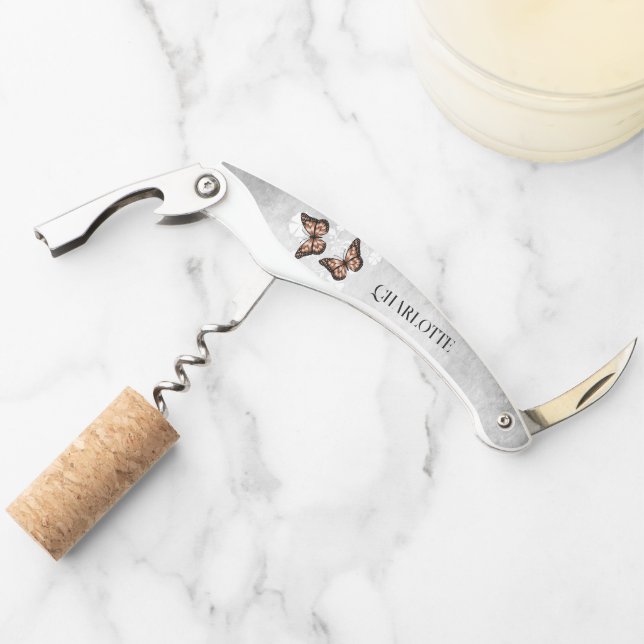 Copper Butterfly Floral Corkscrew (Front)