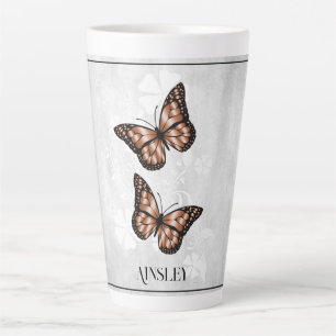 Copper Butterfly Floral Personalised Latte Mug