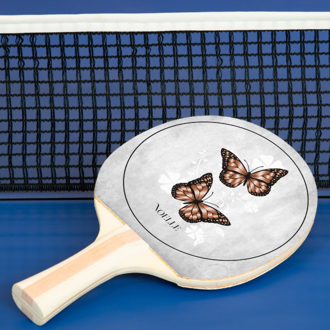 Copper Butterfly Floral Ping Pong Paddle (Insitu)