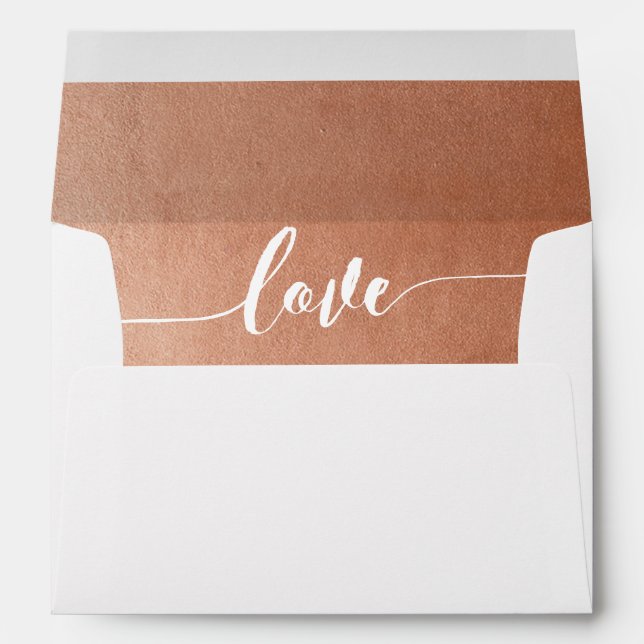 Copper Calligraphic Love Script Printed Inside Envelope (Back (Bottom))