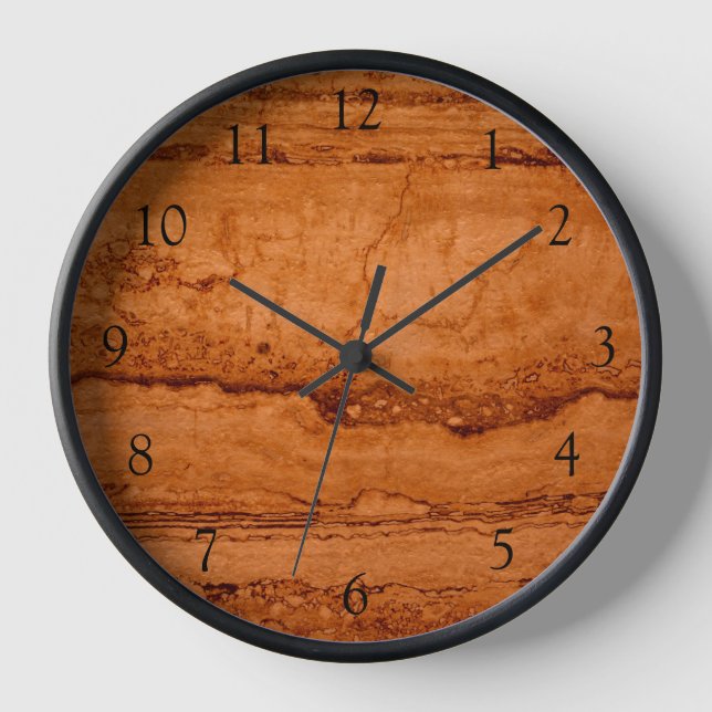 Copper Canyon Granite, amber gold Sedona mountains Clock (Front)