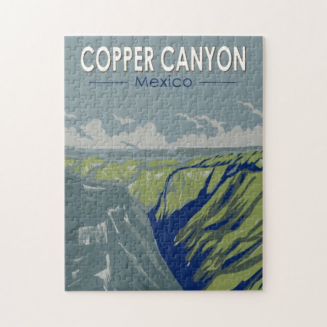 Copper Canyon Mexico Travel Art Vintage Jigsaw Puzzle (Vertical)