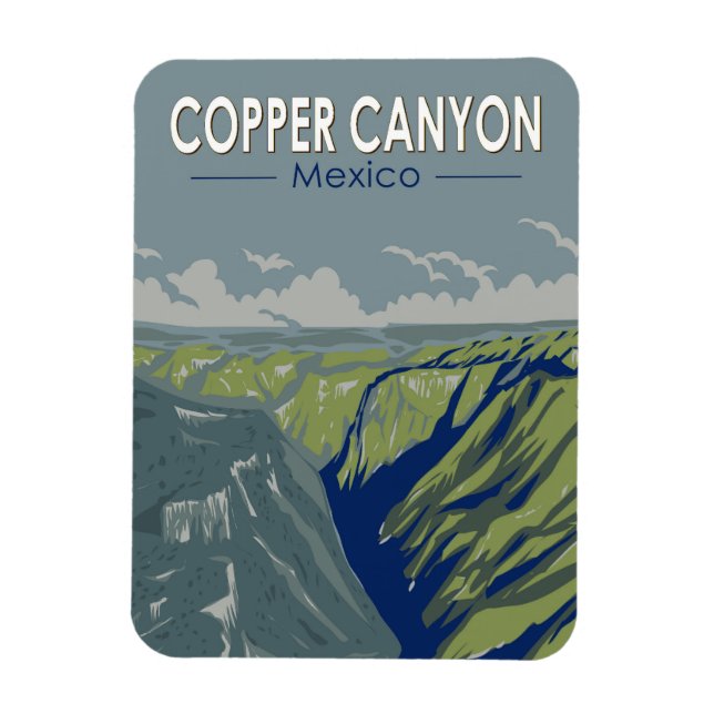 Copper Canyon Mexico Travel Art Vintage Magnet (Vertical)