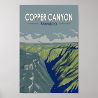 Copper Canyon Mexico Travel Art Vintage