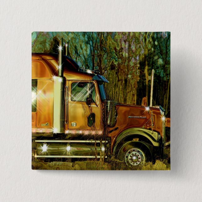 COPPER CARGO TRUCK BIG RIG TRUCKERS Button (Front)