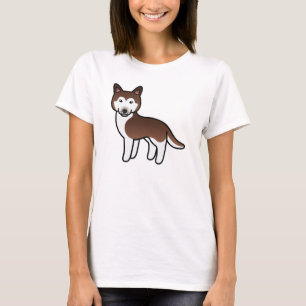 Copper Cartoon Siberian Husky T-Shirt