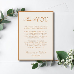 Copper Champagne Old Money Wedding Thank You Announcement