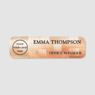 Copper Checkerboard Design Name Badge Custom 名札