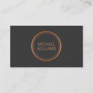 Copper Circle Logo with Your Name on Dk Grey Business Card