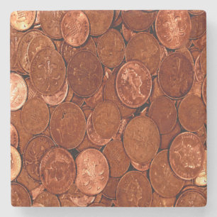 Copper Coins Stone Coaster
