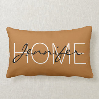 Copper colour home monogram lumbar cushion