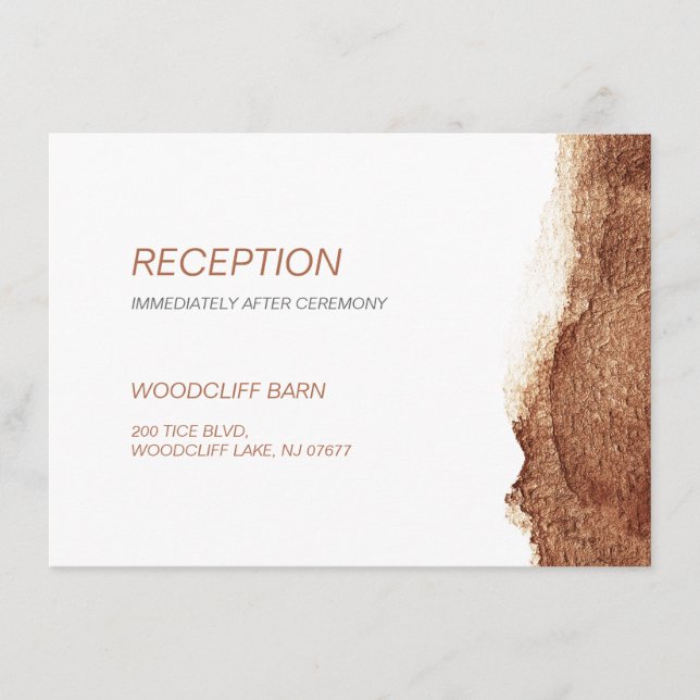 Copper colour modern simple wedding reception enclosure card (Front)