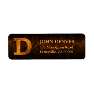 Copper Colour Monogram D Return Address Labels