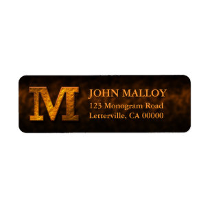 Copper Colour Monogram M Return Address Labels