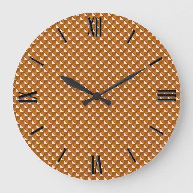 copper coloured, metallic look, studded grid large clock (Front)