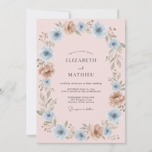 Copper Cornflower Painted Wedding Invitation