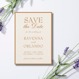 Copper Cream Old Money Elegant Glam Wedding Save The Date