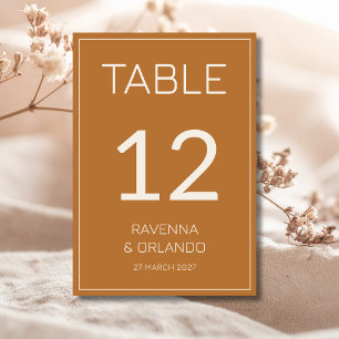 Copper Cream Old Money Formal Wedding Table Number