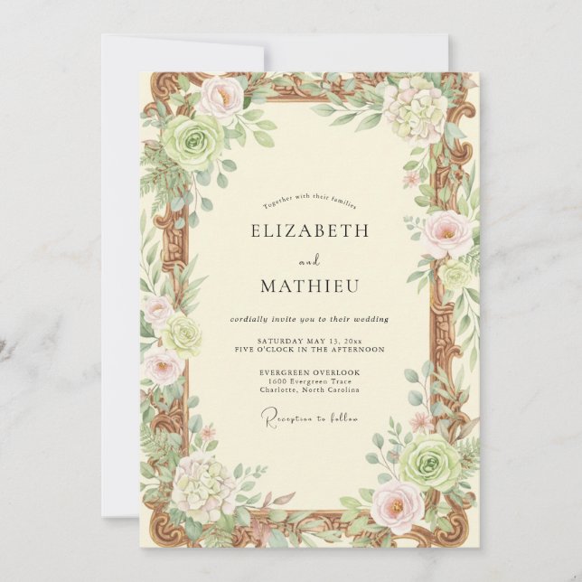 Copper Cream Wildflower Wedding Invitation (Front)