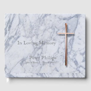 Copper Cross Marble Funeral Memorial Guest Book