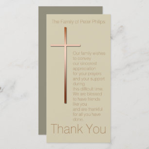 Copper Cross Sympathy Thank You Choose Colour